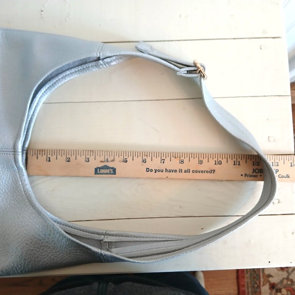 SILVER GRAY BUCKET SHOULDER BAG PEBBLED POLY LARGE - Picture 2 of 8